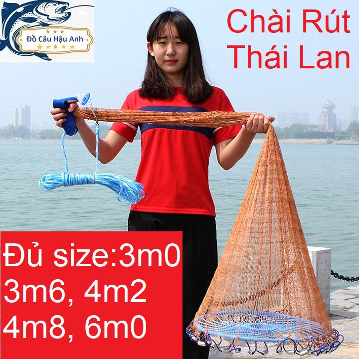 Chài rút đĩa bay sợi dù Thái Lan cao cấp, chài dù đánh cá. ( xả kho ).Kích thước chính xác của sản phẩm là: 1m8 Bung 3m6