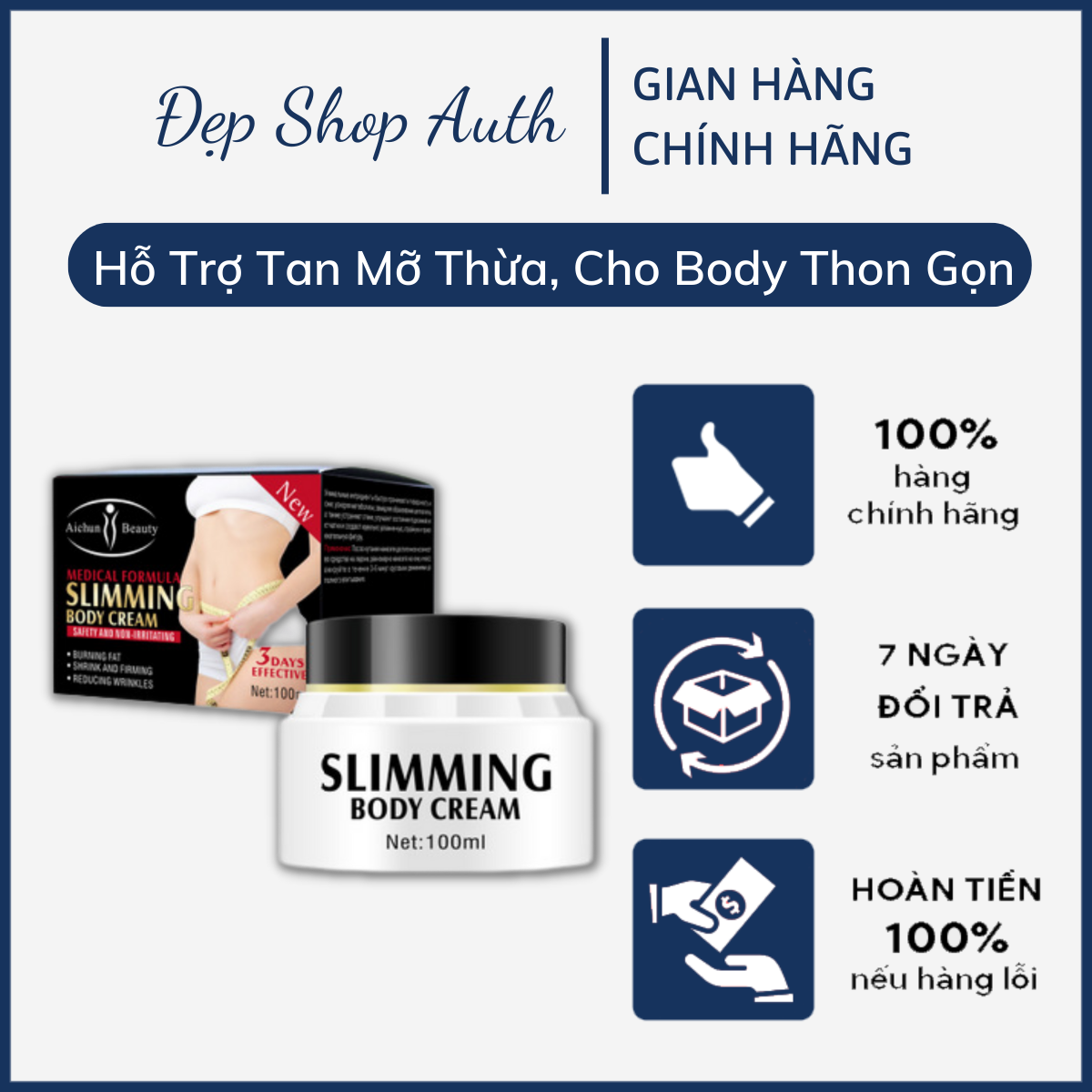 Kem Tan Mỡ Đánh Tan Mỡ Thừa Bụng, Đùi SLIMMING BODY CREAM 100ml - Hàng chính hãng