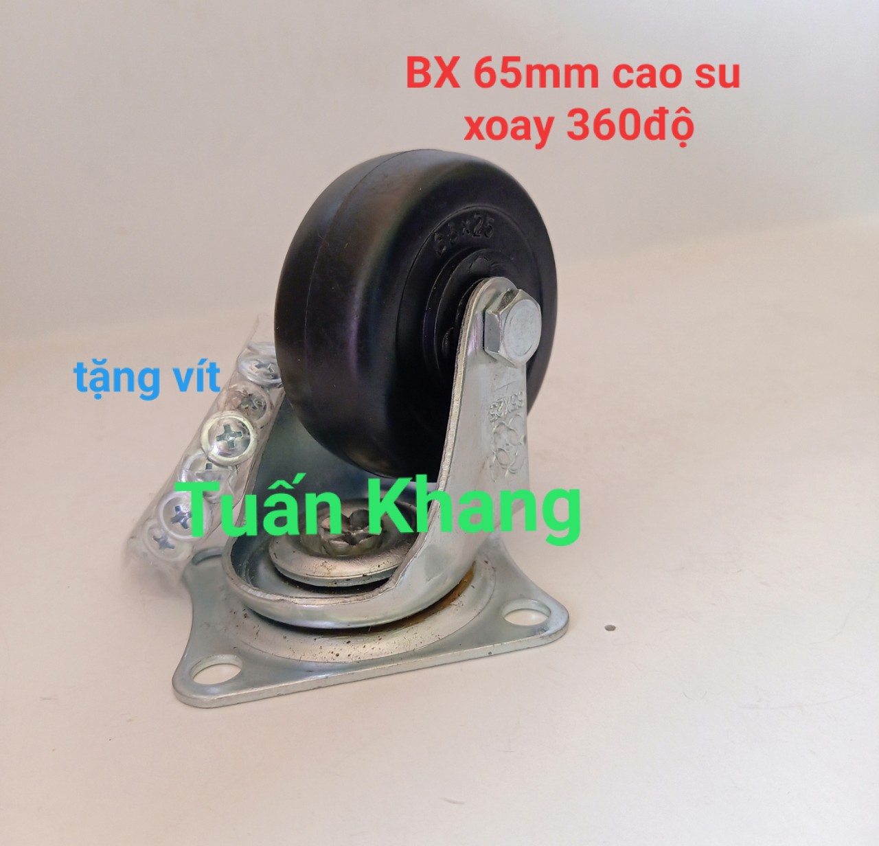 Bánh xe 65mm cao su đặc xoay 360 độ