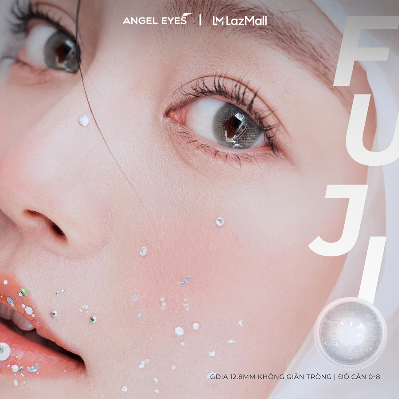 Lens xám tây có độ cận FUJI Gray= thương hiệu Angel Eyes - Độ cận 0-8 (có cả độ lệch). Đeo được đến 12h/ngày. | Kính áp tròng xám tây có độ