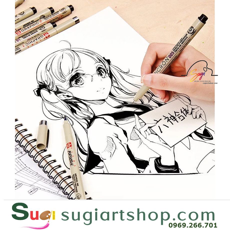 Bút line Micron, bút Line Sakura Micron kháng nước, mực đen