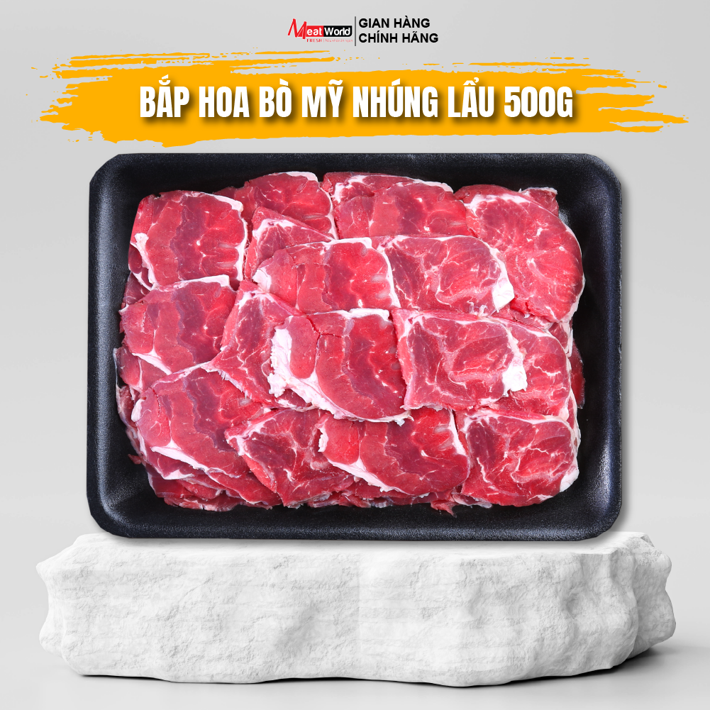 Thịt Bắp Hoa Bò Mỹ Nhúng Lẩu Meat World 500g - Heel Muscle U.S Beef 2mm