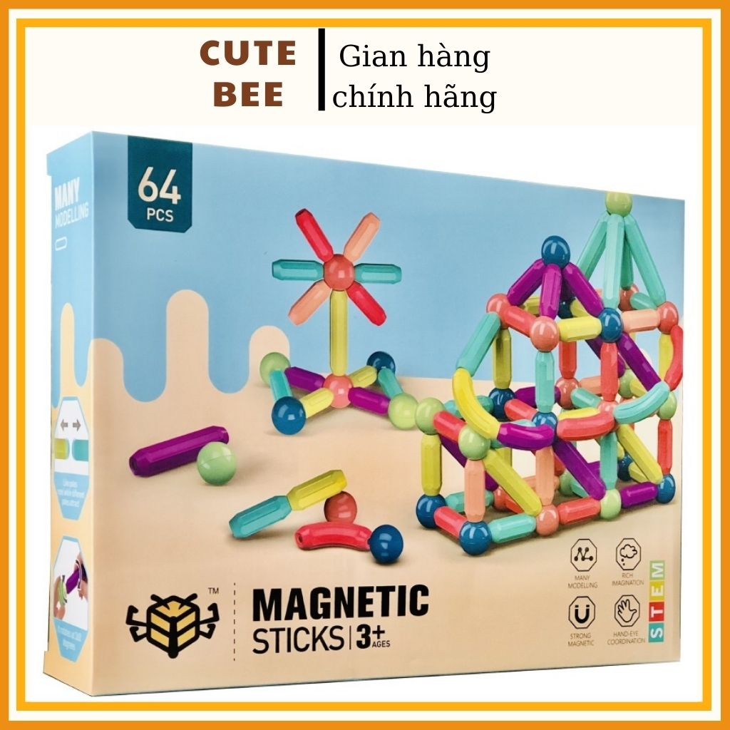 Đồ chơi xếp hình que nam châm từ tính Magnetic Stick - Phát triển tư duy cho trẻ trên 3 tuổi