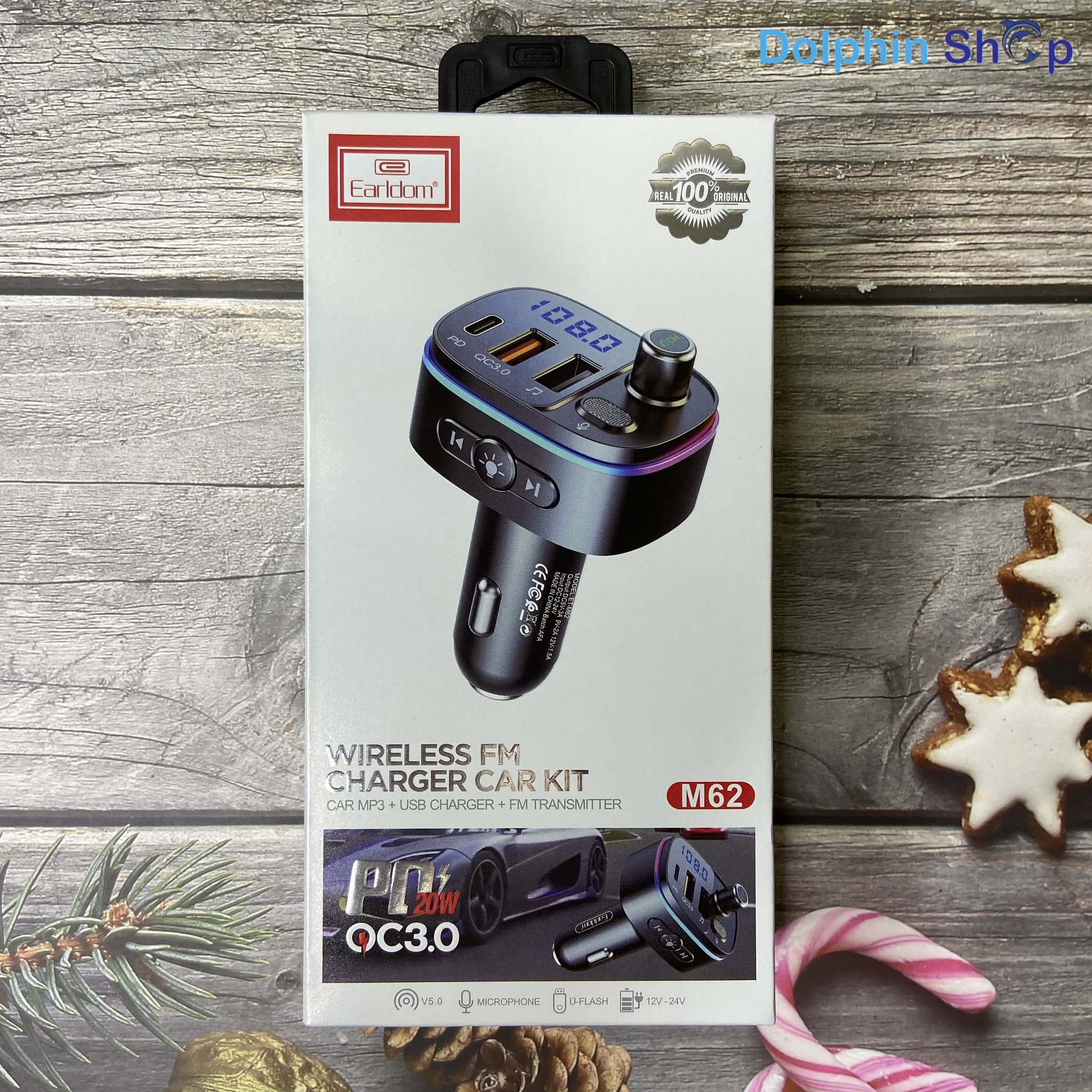 Tẩu sạc ô tô bluetooth sạc nhanh 20w và quick charge 3.0 earldom m62