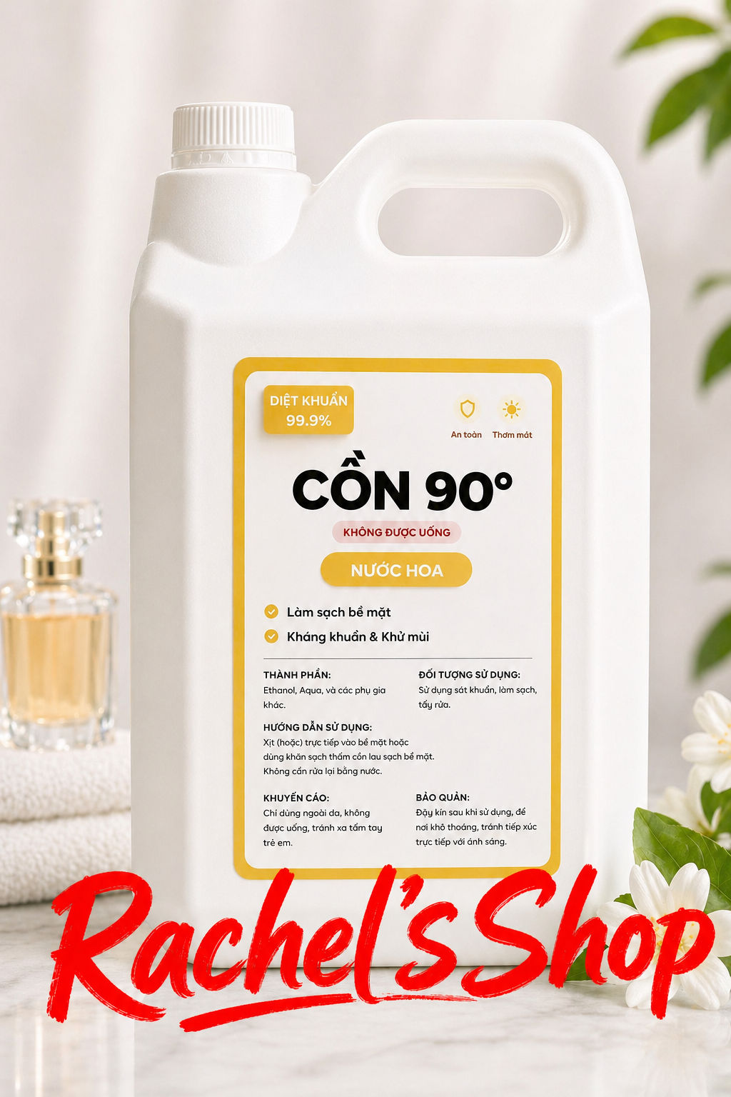 Dung dịch cồn sát khuẩn nhanh 90 độ 5 lít hương nước hoa