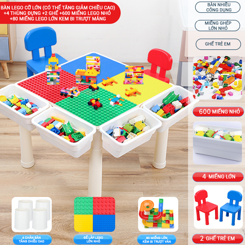 Bộ Bàn Lego Thông Minh Cỡ Lớn Nhiều Công Dụng Cho Bé