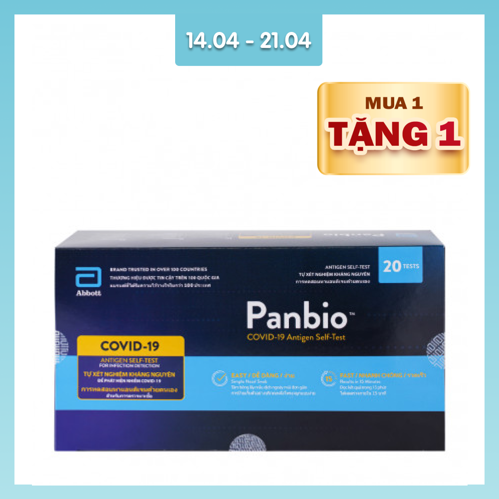 Dụng dụ xét nghiệm nhanh Covid-19 Antigen Self-Test Abbott Panbio Hộp 20