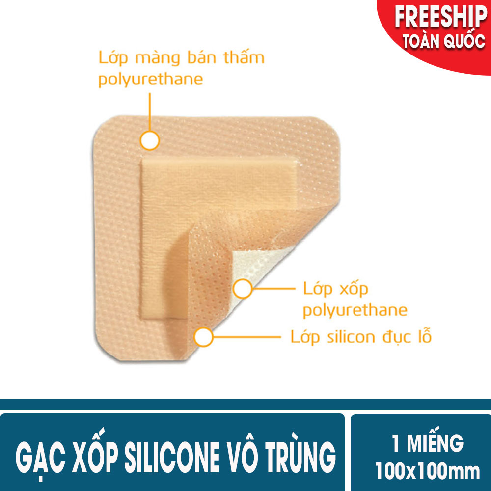 Miếng Gạc xốp Silicone vô trùng HETIS Silicole Foam - Miếng dán chống loét, miếng dán vết thương tỳ đè, miếng gạc hút dịch, miếng dán cho vết bỏng