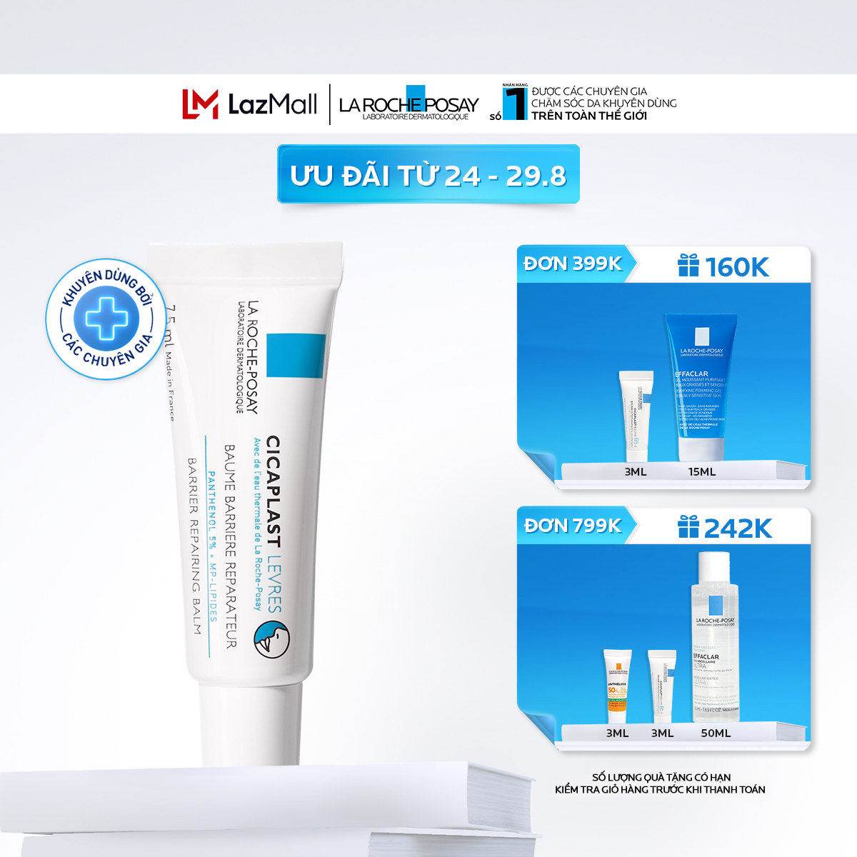 Kem Dưỡng Môi Phục Hồi Độ Ẩm & Bảo Vệ Môi La Roche-Posay Cicaplast Lips 7.5ml