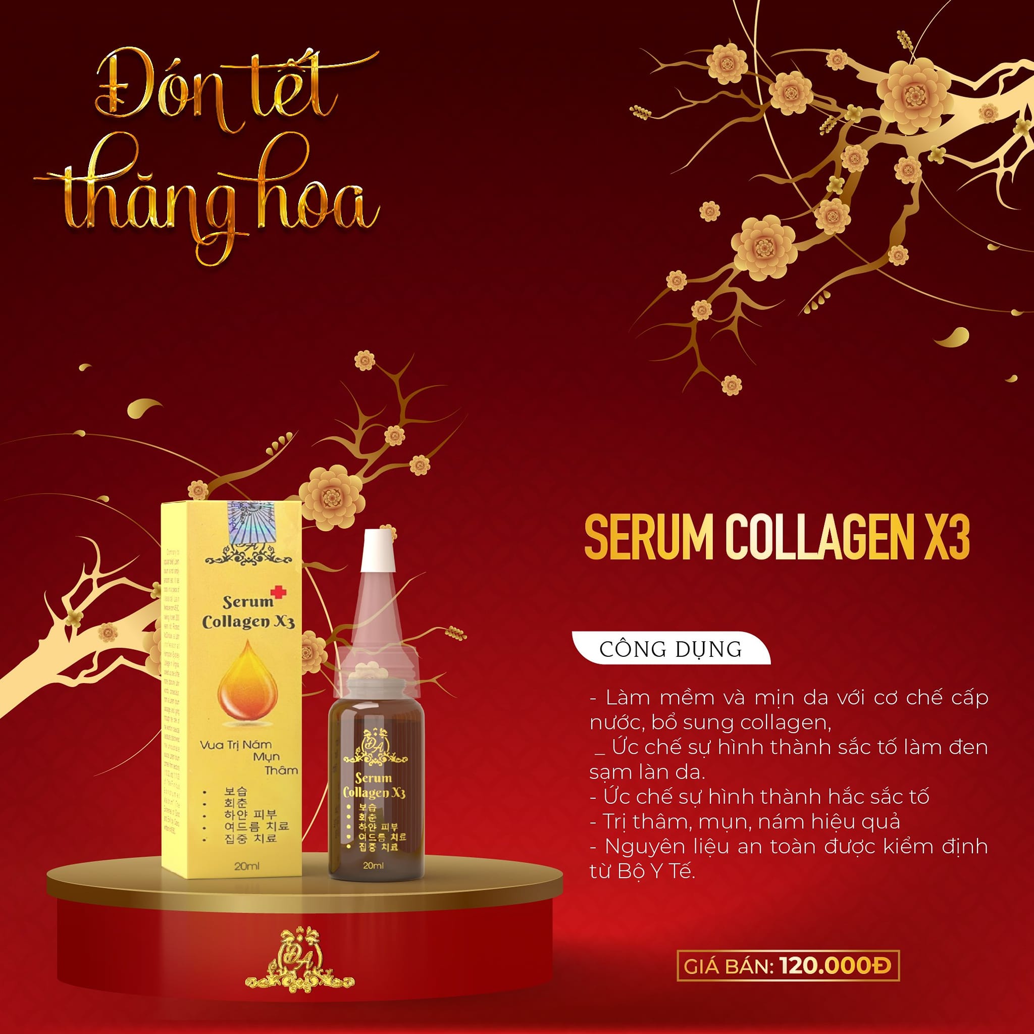 [Chính Hãng] Serum Collagen X3 căng bóng da, mờ nám Mỹ Phẩm Đông Anh
