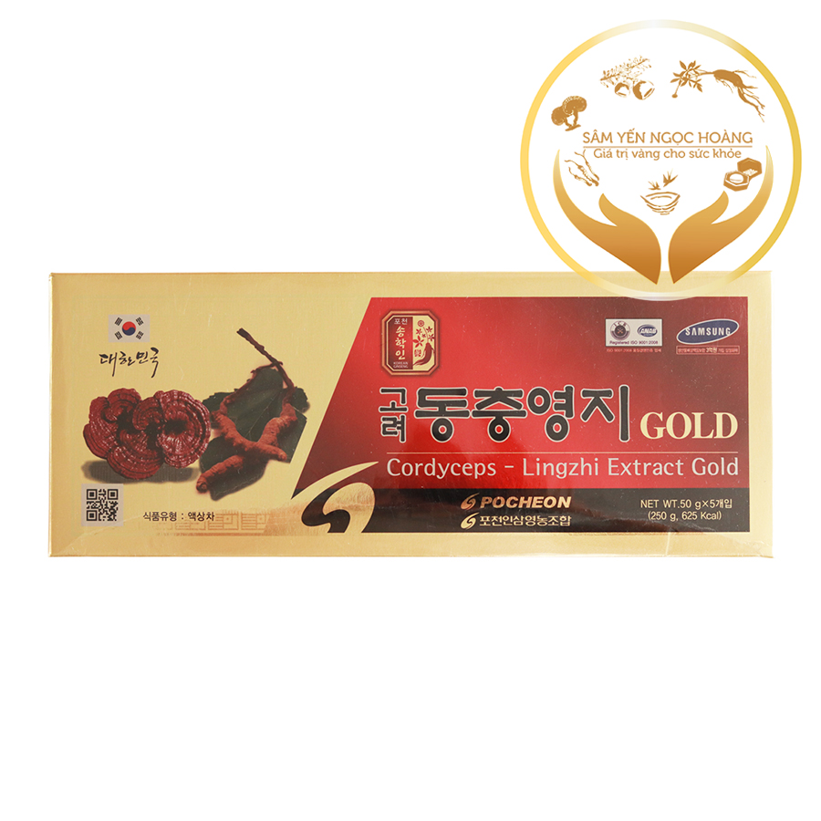 Cao linh chi đông trùng hạ thảo pocheon gold hàn quốc 5 lọ x 50g