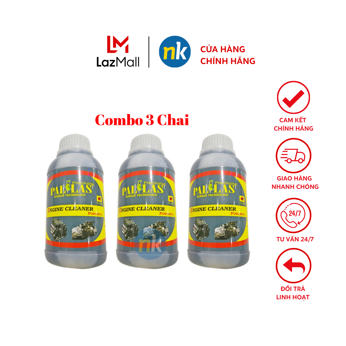 Combo 3 chai dung dịch rửa lốc máy siêu mạnh, tẩy khoang máy, đầu bò pallas 500ml