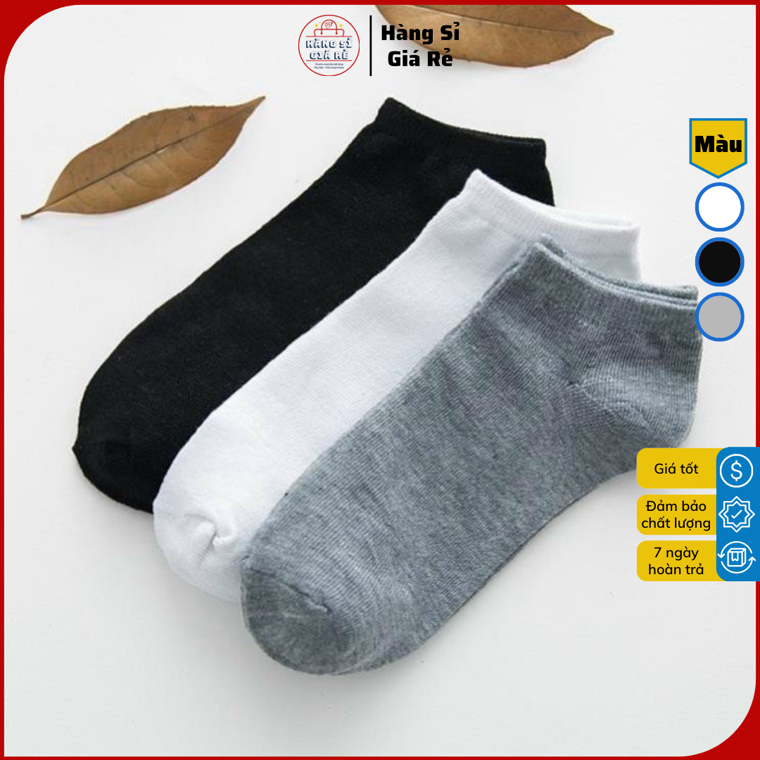 Tất trơn cổ ngắn nam nữ, vớ cổ ngắn unisex trơn màu vải cotton chuẩn m66