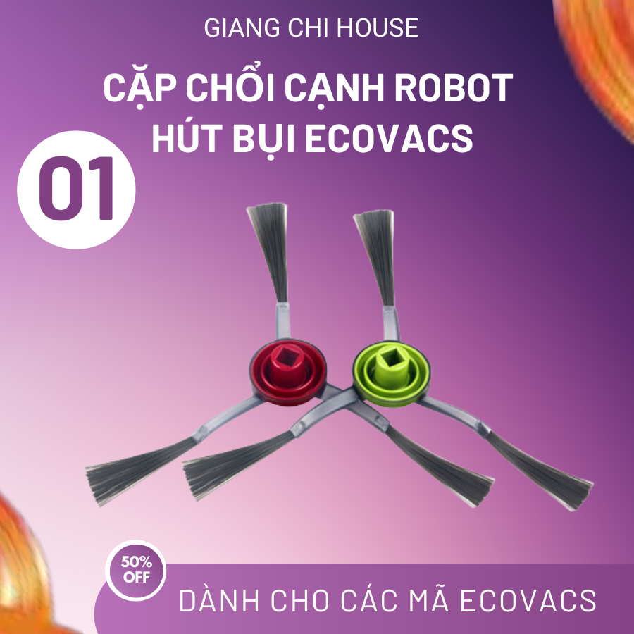 [ PHỤ KIỆN ECOVACS ] Chổi cạnh thay thế Robot hút bụi lau nhà Ecovacs deebot dòng DT/DD/DN/DJ/DE/T5/T8/T9 - DN55, DN33,DT85G,DD35,DJ35,DN520,DJ35/DE55/T5 MAX ,T5 NEO, T5 POWER,T8,T9, U2, K650