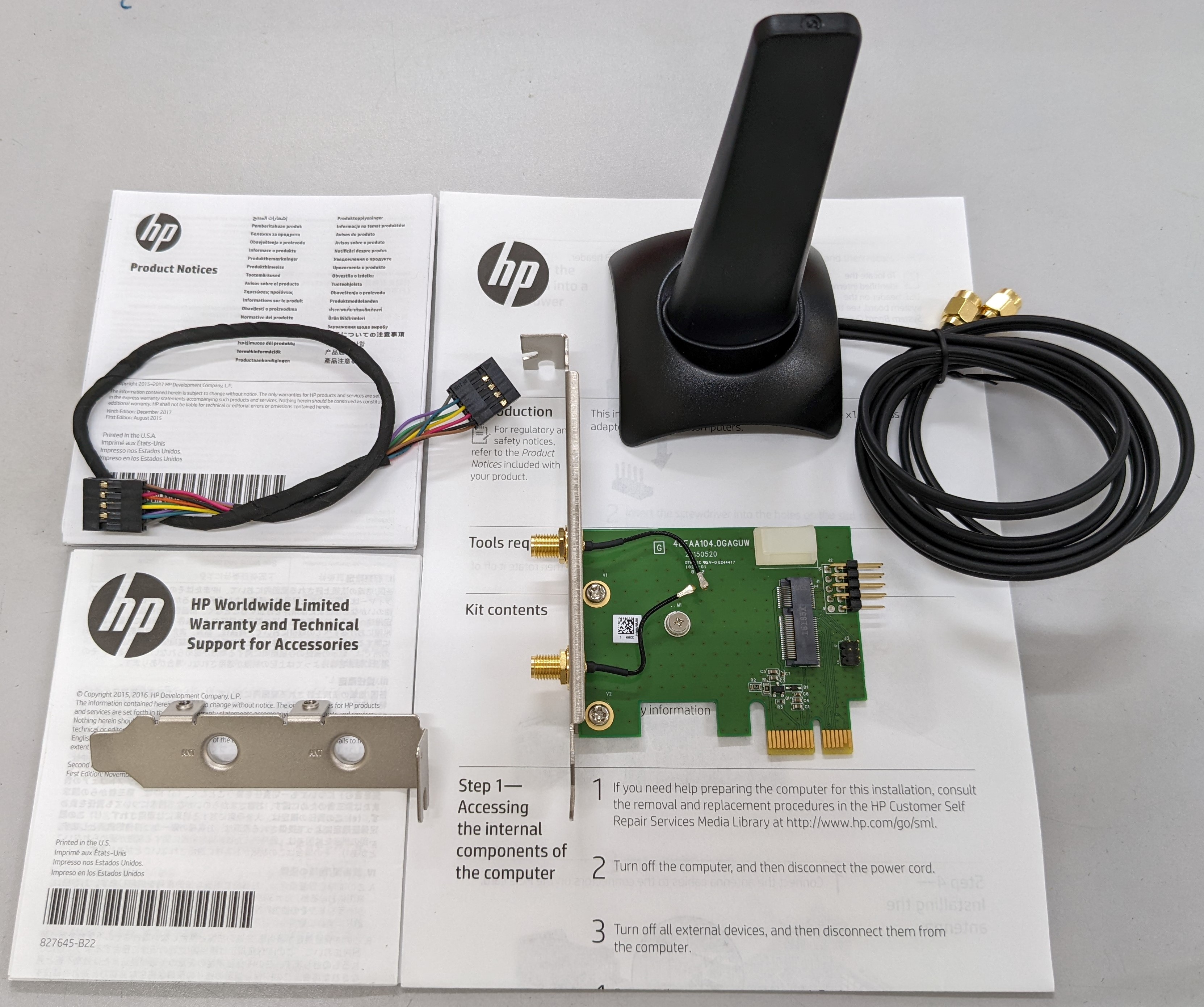 Chính hãng HP - Bộ kit Adapter Wifi M2 to PCIe kèm Anten - Combo HP M2 to PCI-Express with Antenna