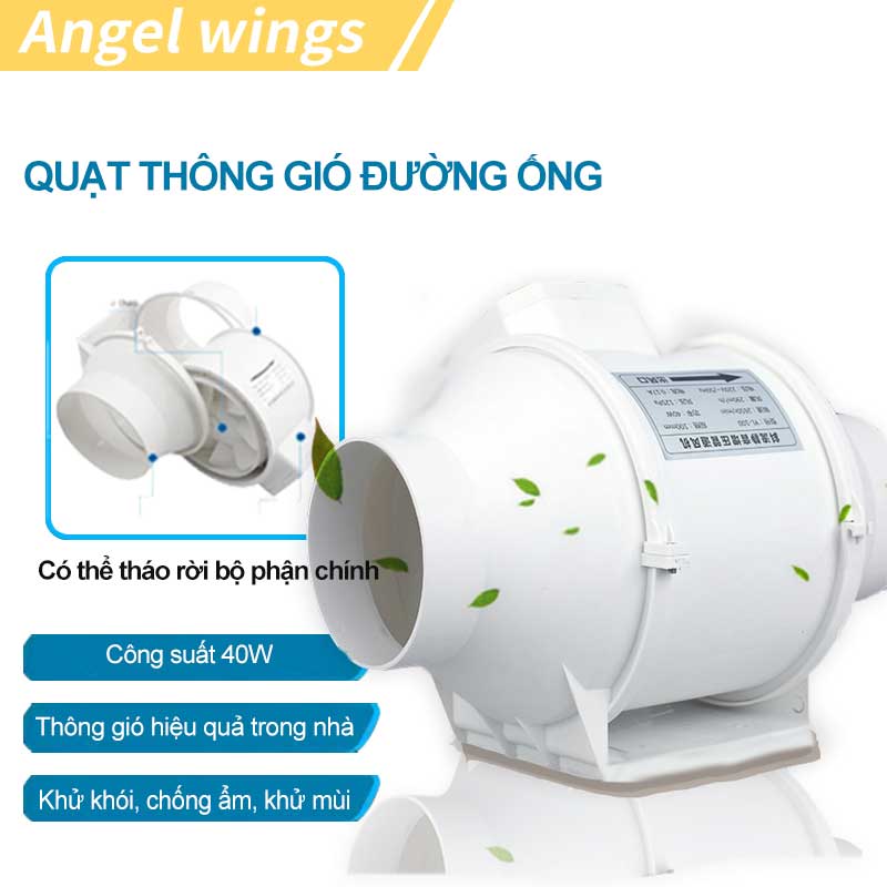 Quạt thông gió đường ống tròn áp lực xiên động lực mạnh hút mùi thông gió nhà bếp nhà vệ sinh