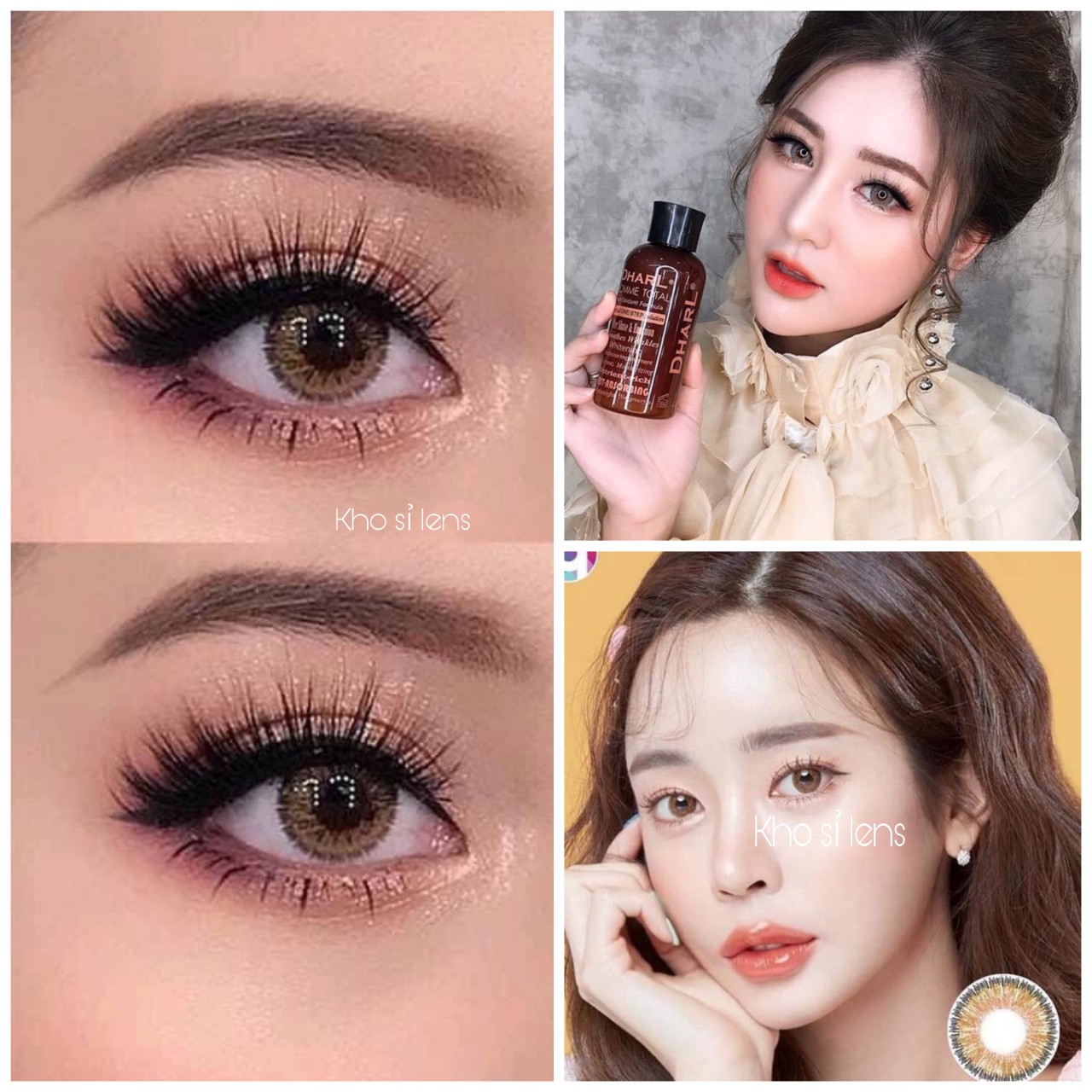 Lens nâu tây (HSD 12 tháng) Lens đeo êm, màu đẹp, không cộm (Full độ cận từ 0 đến 6 độ) tặng kèm khay - Kho sỉ lens