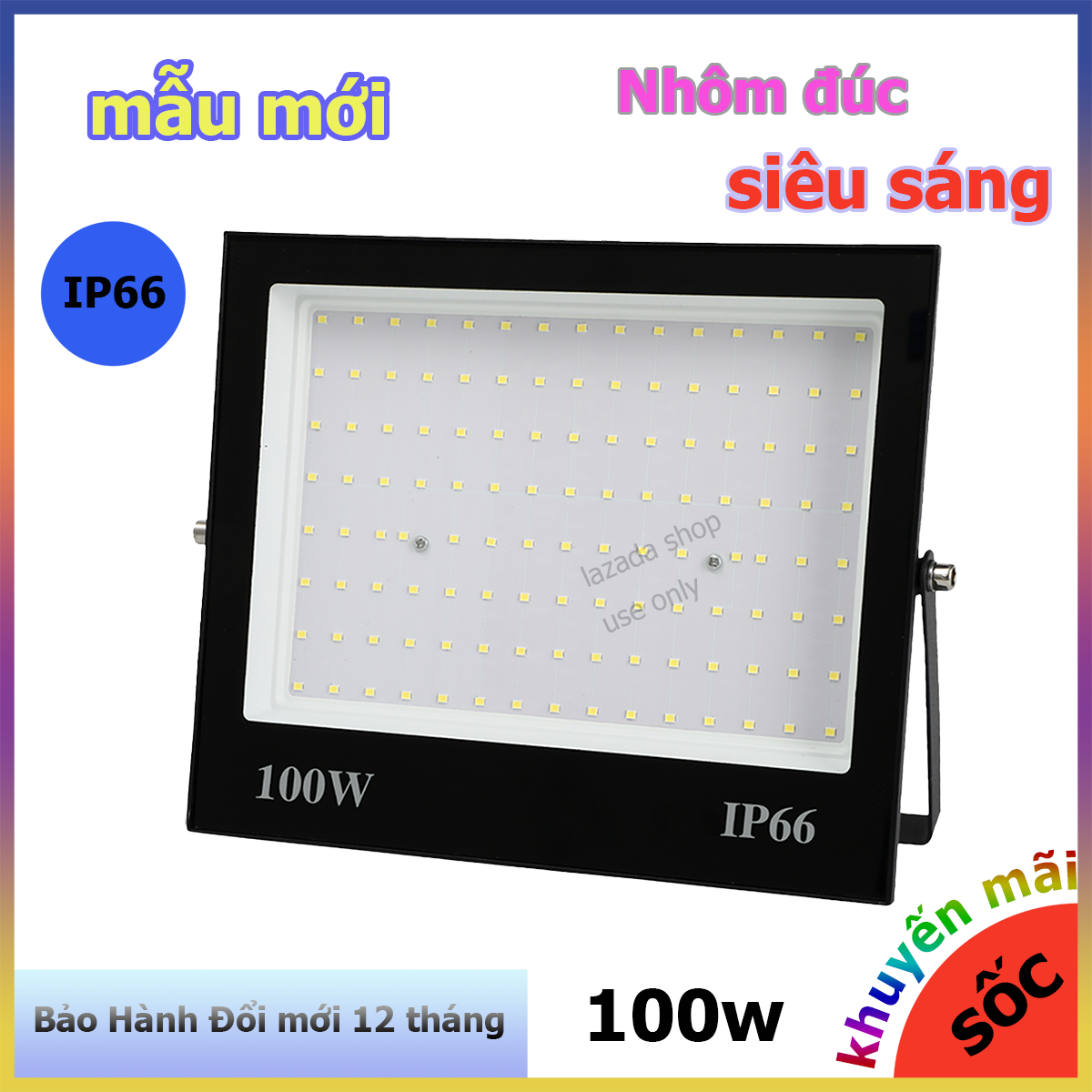 Đèn Led pha 100w ngoài trời siêu sáng IP66 Nhôm đúc ánh sáng trắng