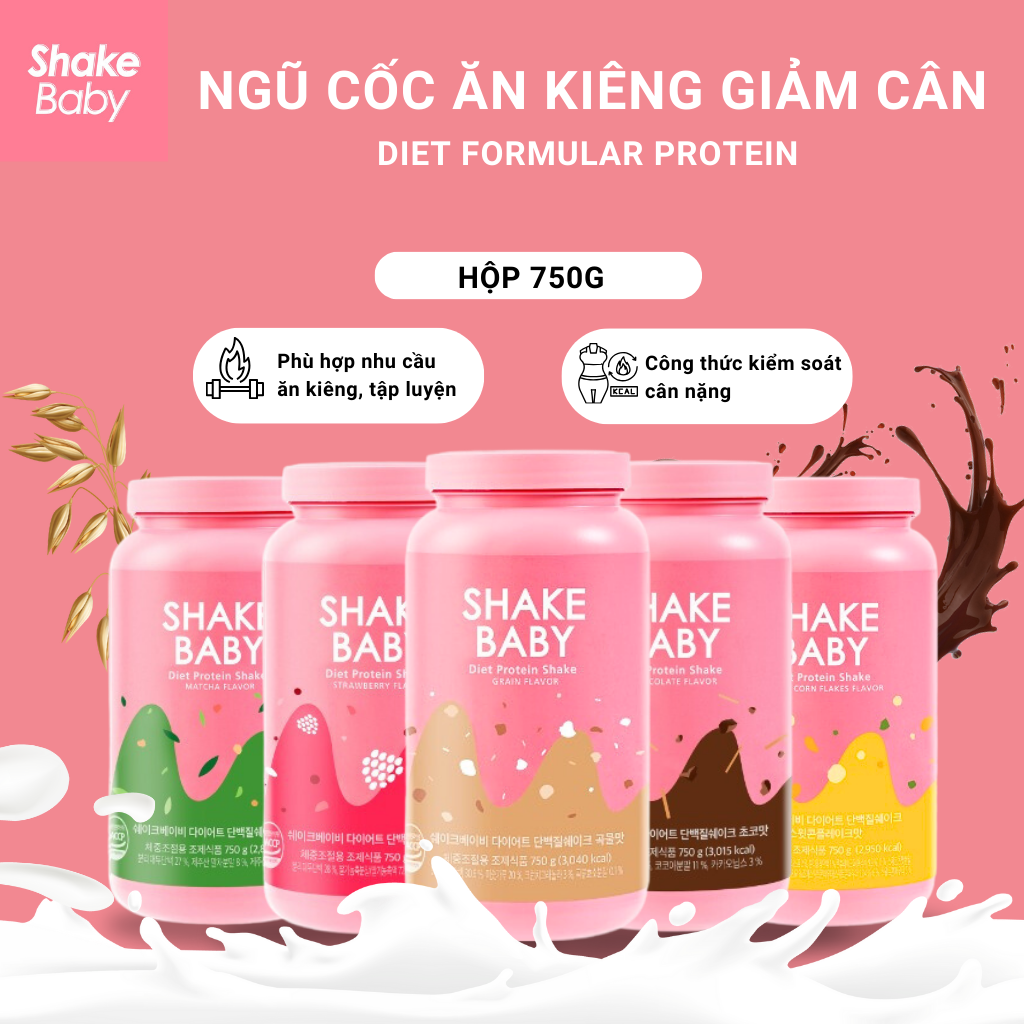 Bột Ngũ Cốc Ăn Kiêng Protein SHAKE BABY Diet Formular Hỗ Trợ Giảm Cân 750g