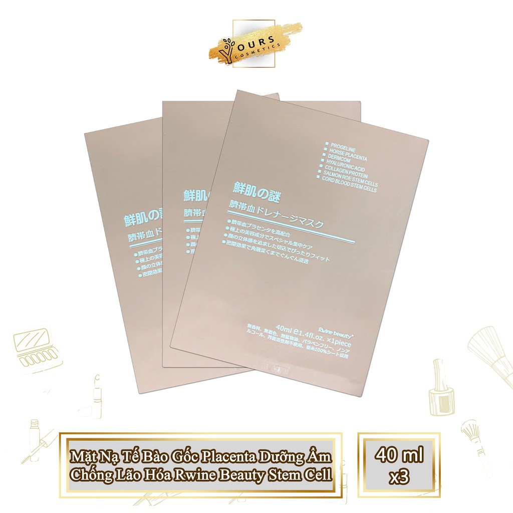 3 Miếng Mặt Nạ Tế Bào Gốc Placenta Dưỡng Ẩm Tái Tạo Chống Lão Hóa Dành Cho Mọi Loại Da Rwine Beauty Stem Cell 40ml
