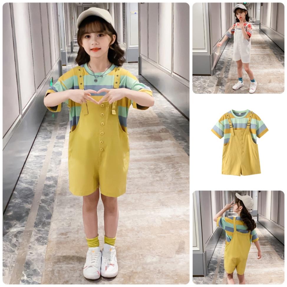 By6 size110-160 sét yếm bé gái quần áo trẻ em hàng quảng châu