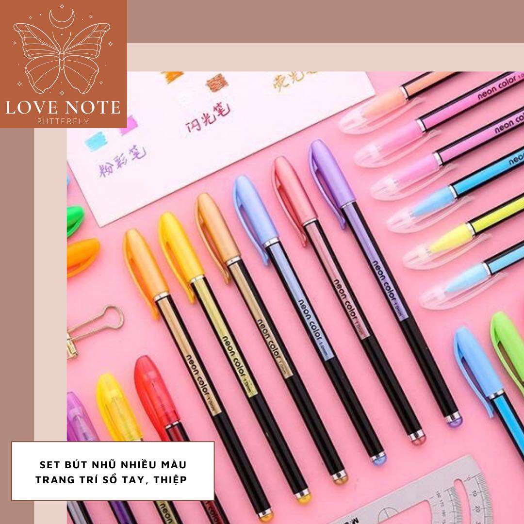 Set 12 cây bút nhũ nhiều màu trang trí thiệp sổ tay planner