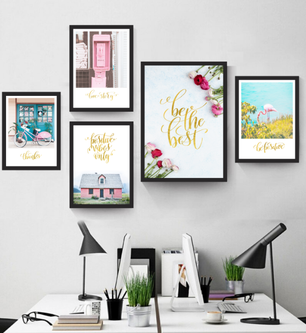 Bộ 5 Khung Ảnh Treo Tường - Be The Best  - Tặng kèm ảnh - Mặt kính sang trọng