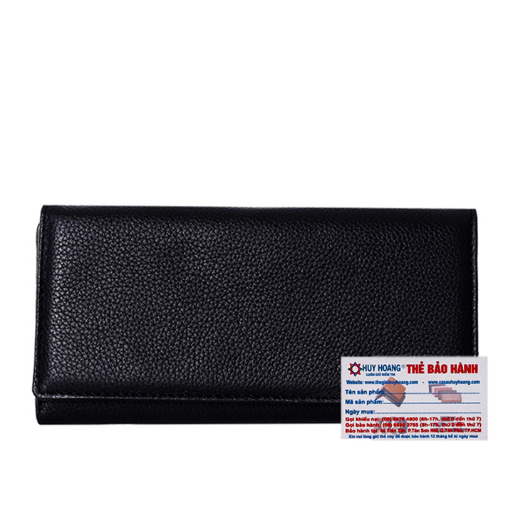 Ví nữ da bò 3 gấp màu đen th3112