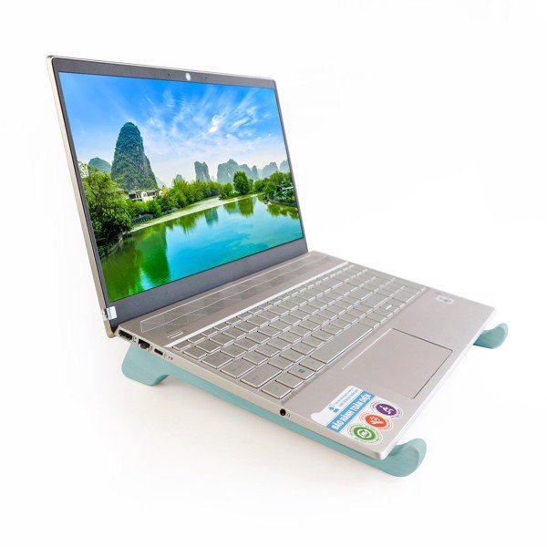 Đế để laptop, tản nhiệt, 3 màu: tự nhiên, trắng và xanh | Mina Shop _Gỗ Đức Thành - 29311Q12, dùng để laptop cực thích, cá tính và gọn, dễ bỏ vào túi, là tín đồ không thể thiếu cho các bạn thích làm việc ngoài quán cafe, du lịch..