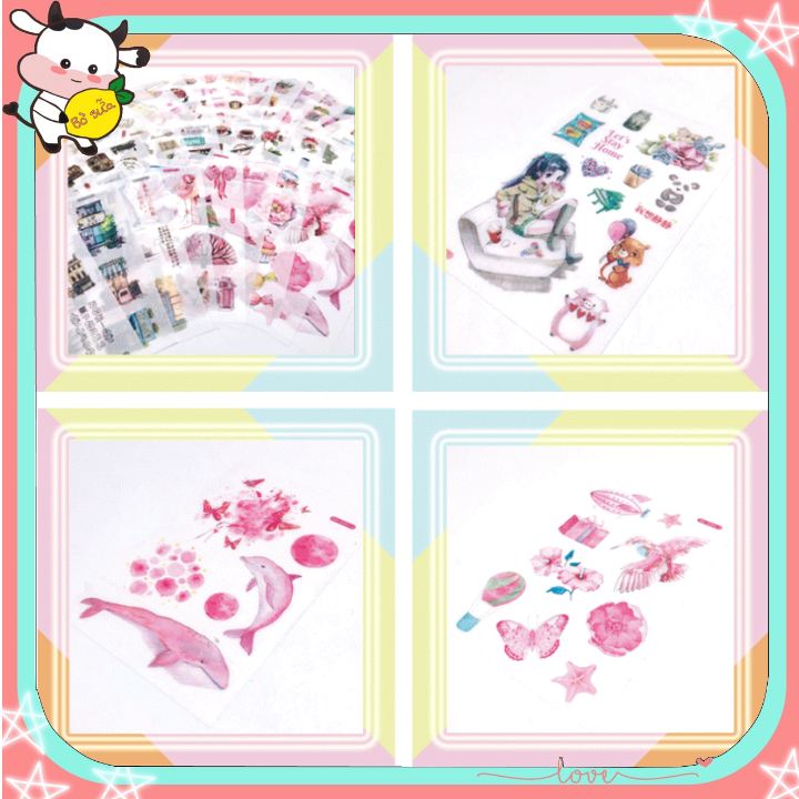 Stickers Dễ Thương 20 Chủ Đề Khác Nhau Sticker Cute Hình Dán Cổ Trang Phong Cảnh Đồ Ăn Vintage Trang Trí Sổ Tay