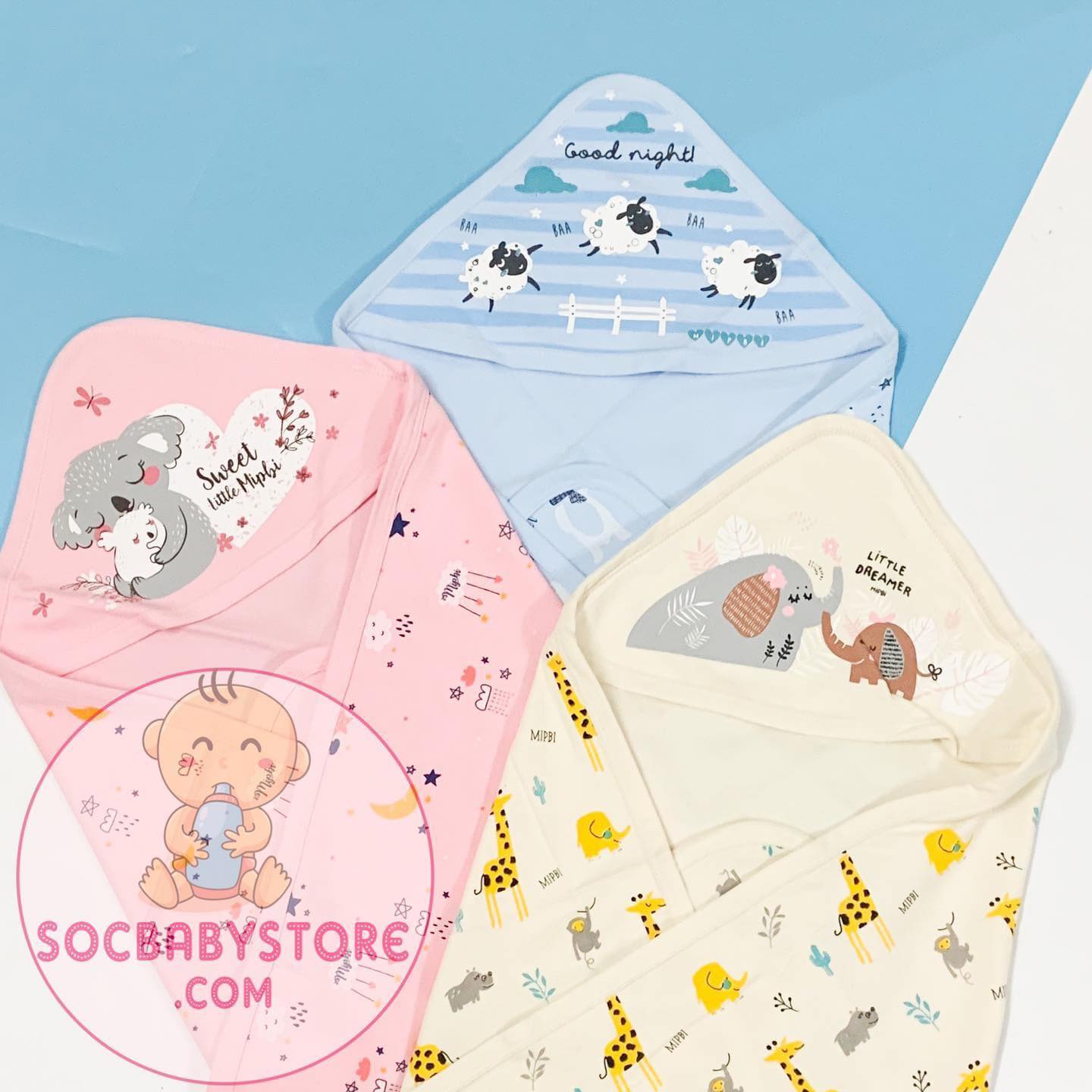 Chăn ủ sơ sinh cotton Mipbi