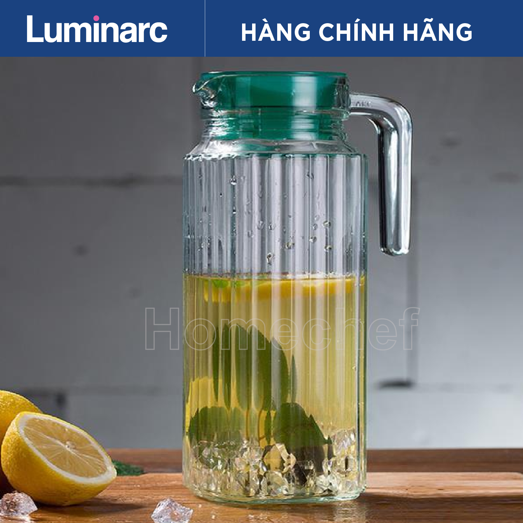 Bình nước luminarc quadro ice green 1,1lit - l0534