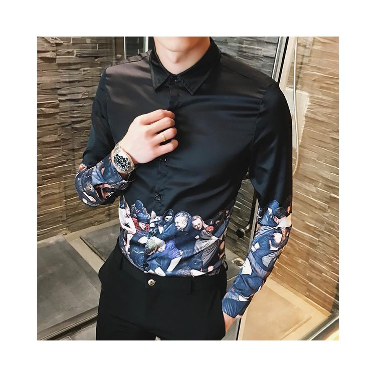 Áo sơ mi nam mùa thu mới dành cho giới trẻ áo đêm xu hướng hoang dã tự trồng áo dài tay Hàn Quốc SS280