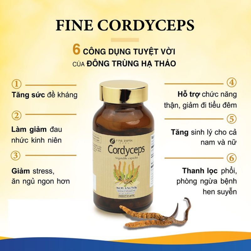 Fine Japan Cordyceps – Đông trùng hạ thảo (640mg x 120 viên)