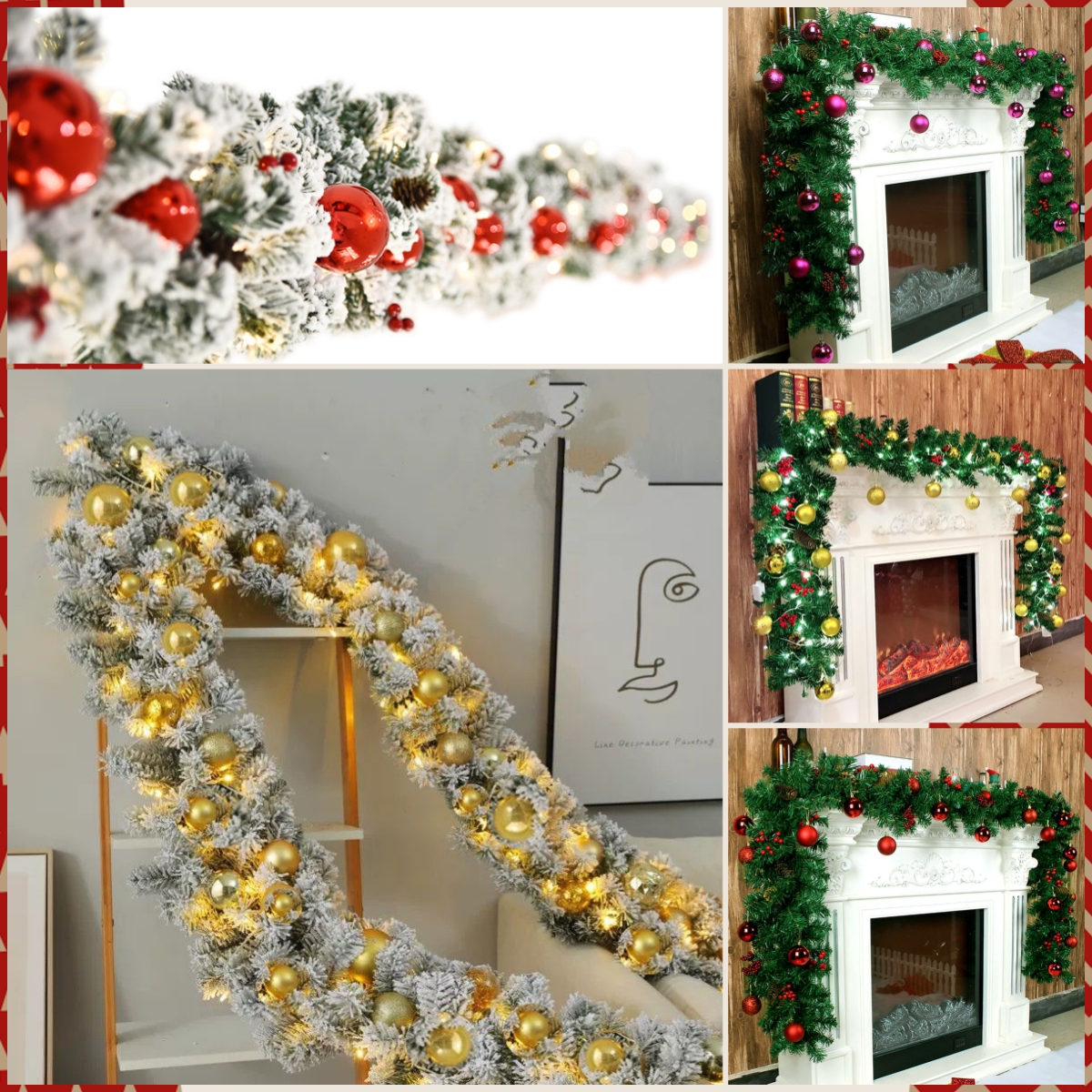 Phụ Kiện Trang Trí Noel Dây Lá Thông Nhiều Mẫu Decor Giáng Sinh QT655