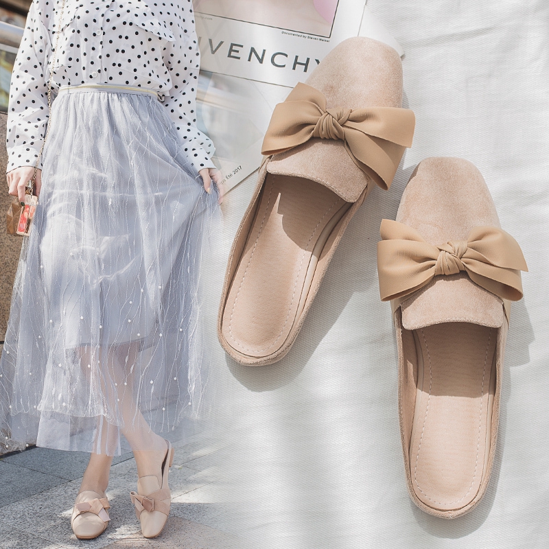 Giày sục nữ hoa nơ to bản nữ tính-G033