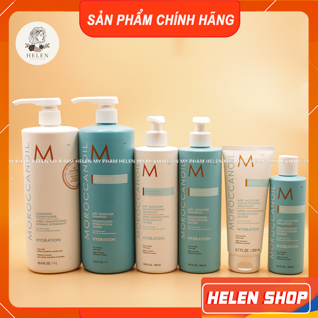 Dầu Gội Xả Dưỡng Ẩm Siêu Nhẹ Moroccanoil Hydration Phục Hồi Tóc Hư Tổn, Chăm Sóc Tóc Chính Hãng