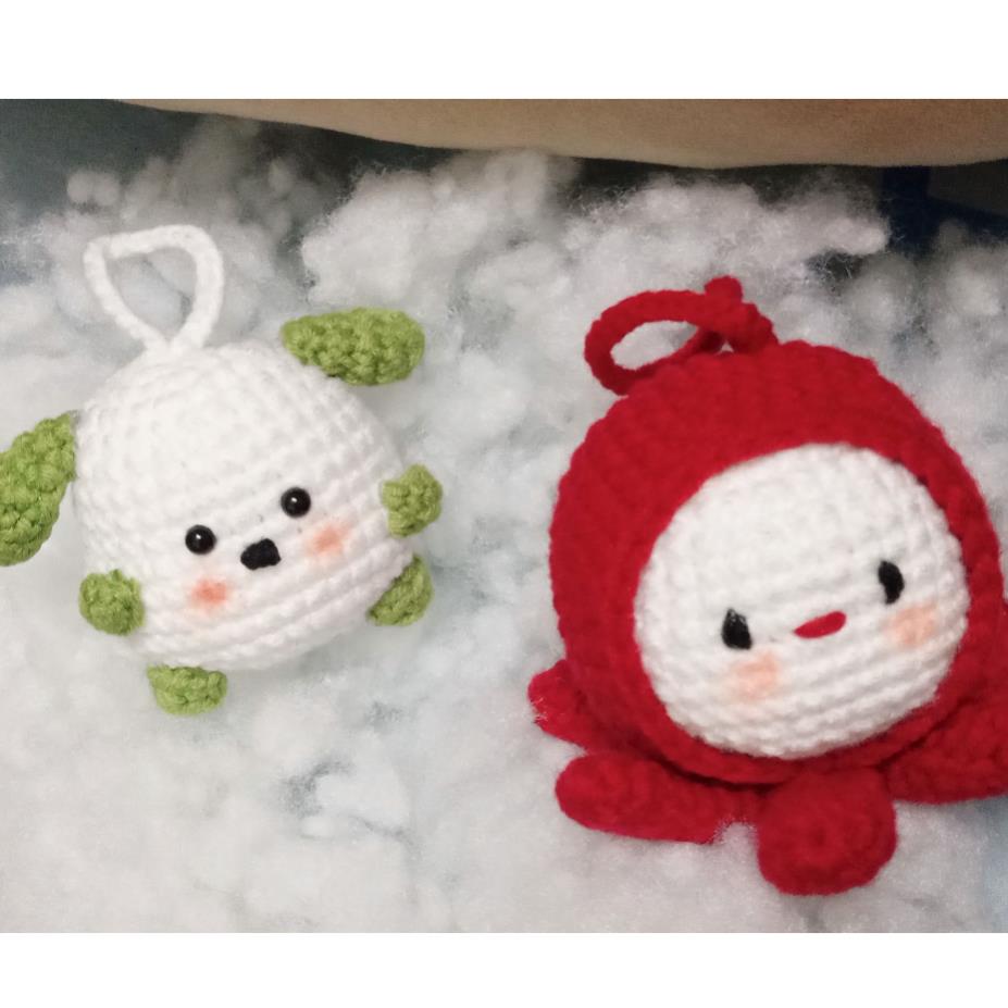 Set móc khoá bạch tuộc và cún nhỏ làm bằng len handmade
