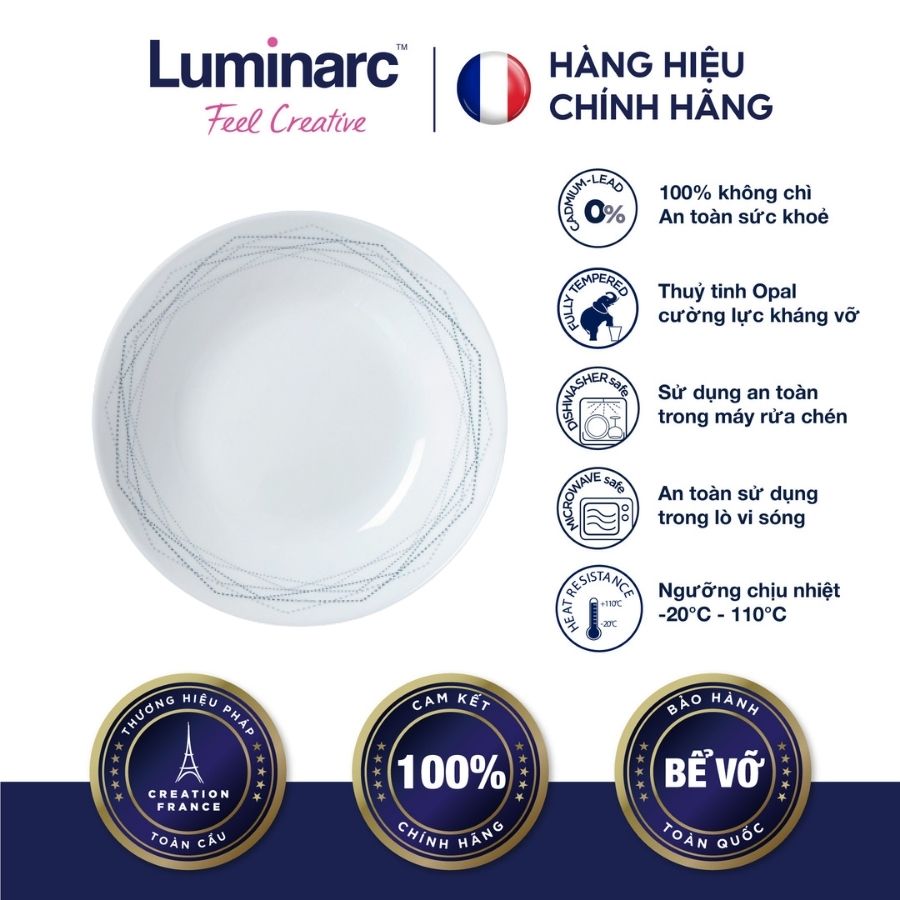 Bộ 6 đĩa sâu thuỷ tinh luminarc diwali marble 20cm- ludip3762