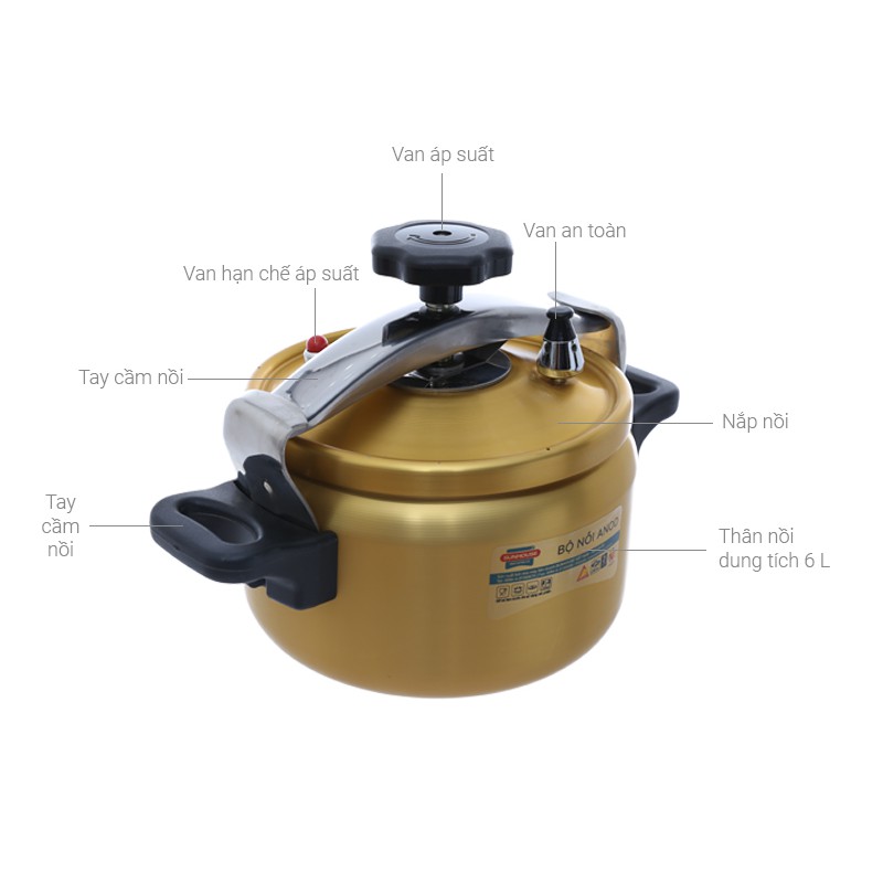 NỒI ÁP SUẤT CAO CẤP SUNHOUSE [Hàng Chính Hãng] 3 DUNG TÍCH