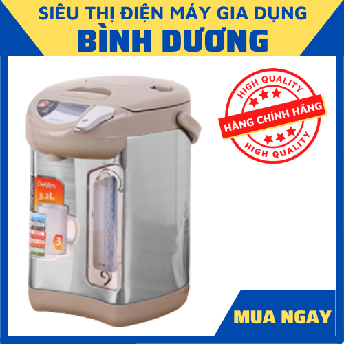 Bình thủy điện delites eka-5.0f 3.2 lít công suất: 730w chức năng: đun sôi, giữ nóng mức nhiệt giữ nóng: đun sôi 100°c, giữ ấm 80°c vỏ bình thủy điện delites bằng nhựa pp cao cấp, ruột bằng inox 304 sáng bóng