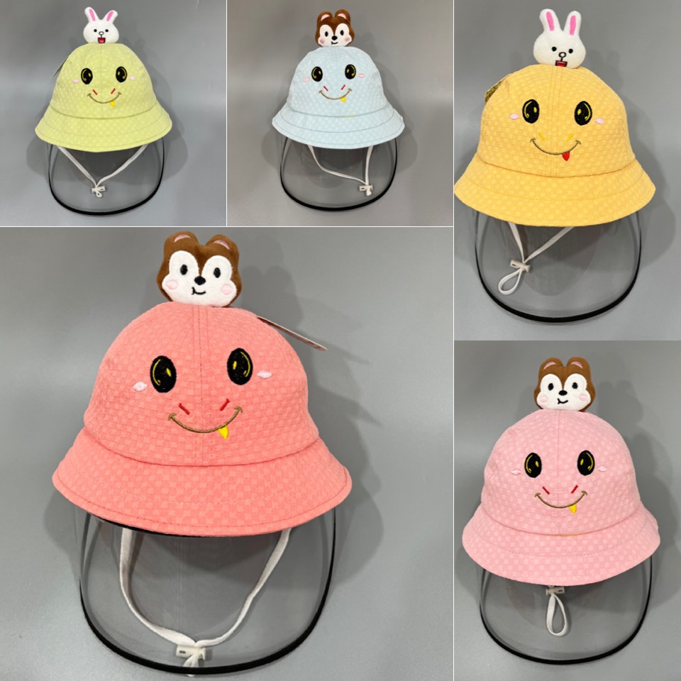 Nón cản bụi/ mũ chống giọt bắn, chống dịch chú sóc và thỏ cute cho bé trai bé gái