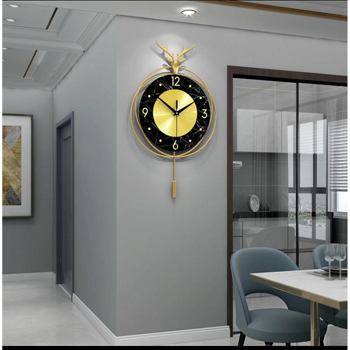 Đồng hồ treo tường trang trí nghệ thuật đầu hưu đh-2062b