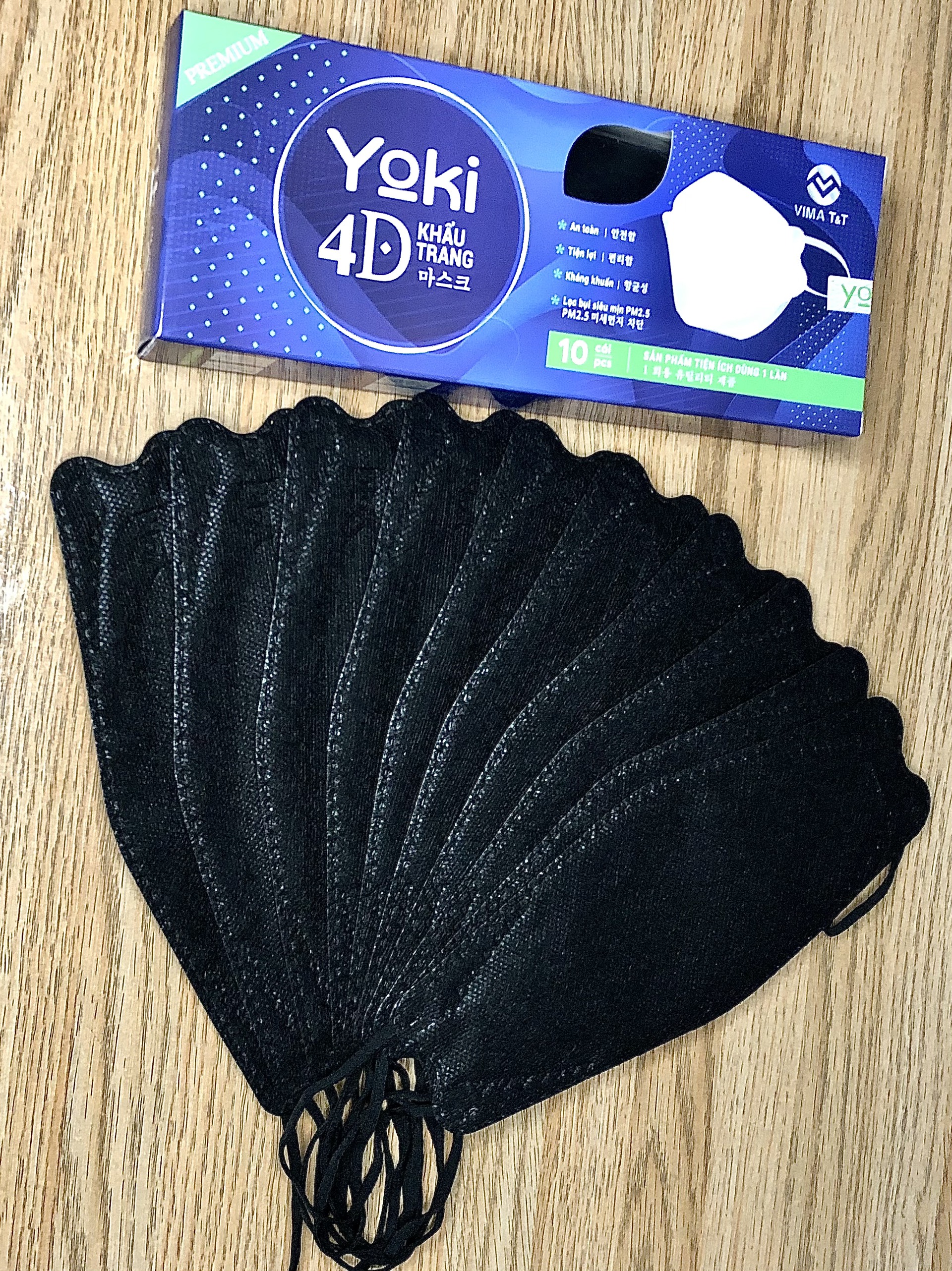 Khẩu trang 4d yoki premium |màu đen| set 5 hộp | hàng cty vima tt