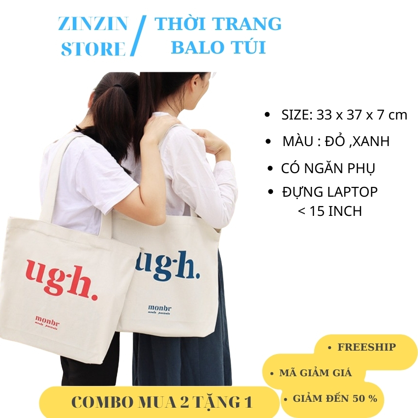 Túi tote vải đựng đồ size A4 có khóa miệng Hàn Quốc cao cấp BL3038