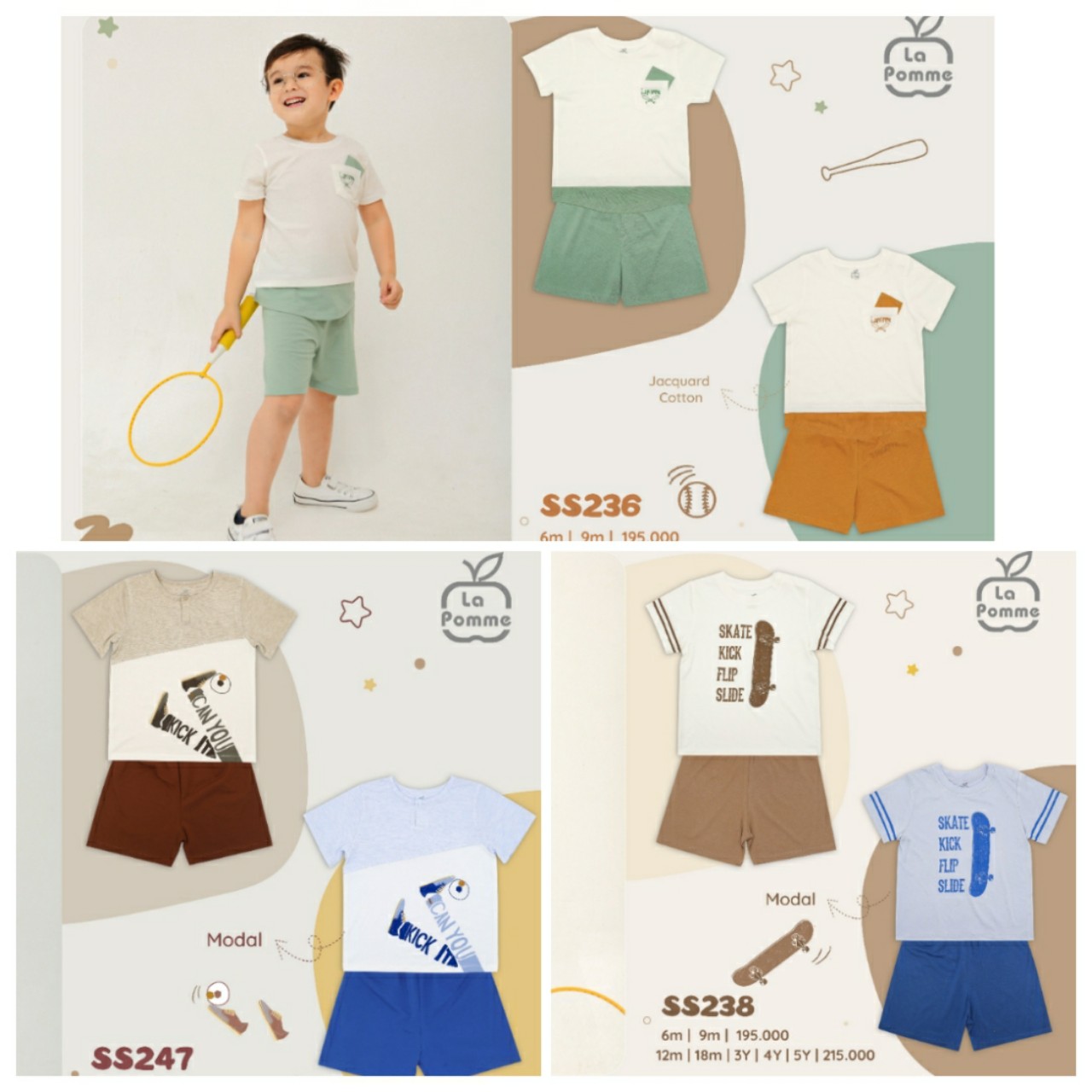 Bộ cộc tay thể thao cho bé