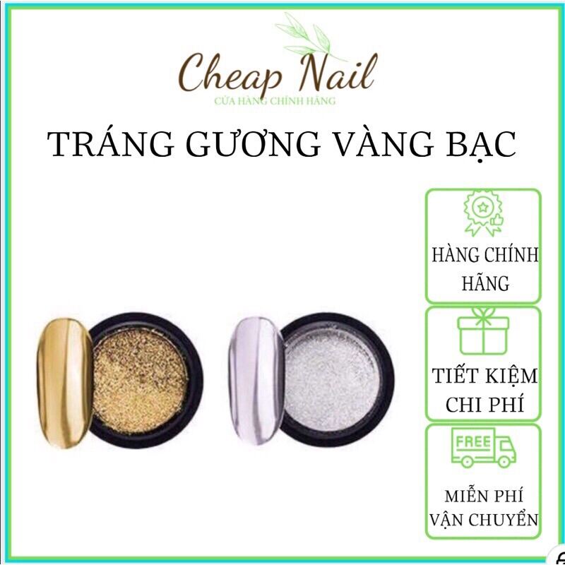 Tráng gương màu vàng bạc tặng kèm cọ -Cheap nail