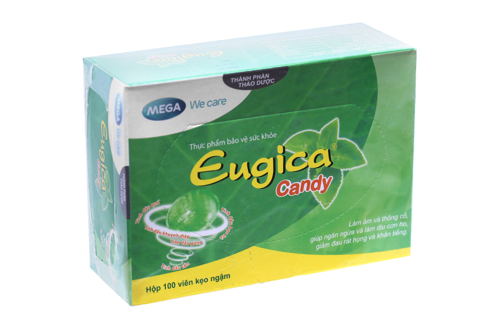 Kẹo ngậm thảo dược Eugica Candy giảm ho, đau họng hộp 100 viên