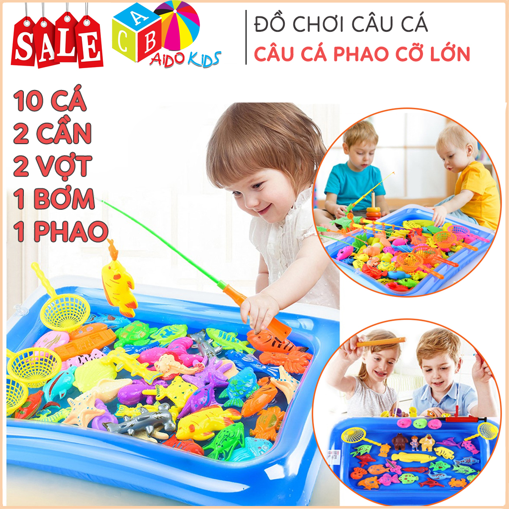 Đồ chơi câu cá, bộ đồ chơi câu cá cho bé kèm bể phao, chất liệu nhựa abs an toàn cho bé aidokids ca3800