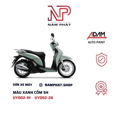 Sơn xe máy màu xanh cốm honda lót uy002-1k phủ uy002-2k